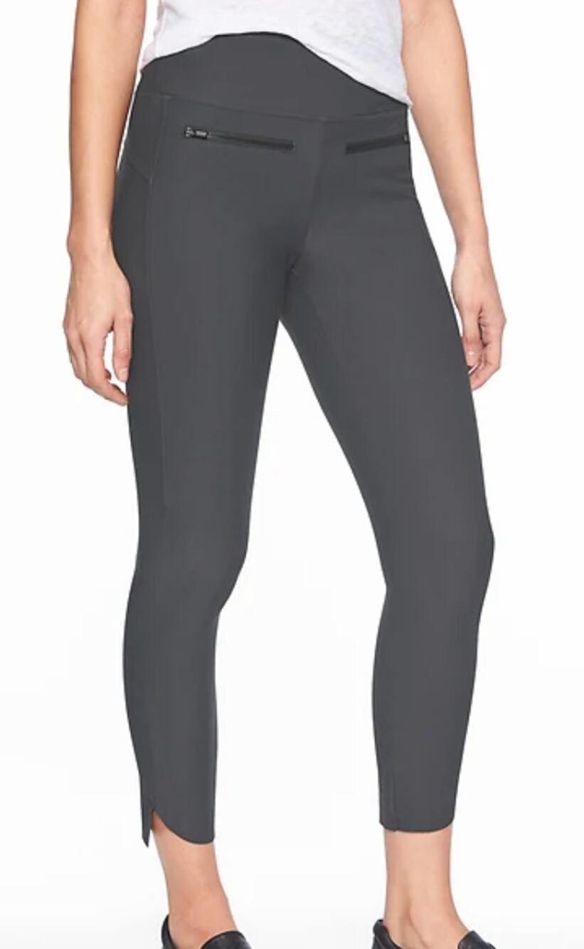 Athleta Stellar Crop Pull-On Front Zip Pocket Stretch Smoothing Supportive Pants